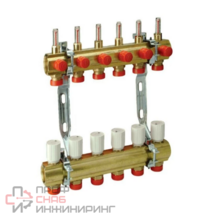 Группа коллекторная латунь с расходомерами 1" м/м 8в 3/4" ЕК н/р Giacomini