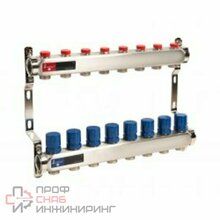 Коллекторная группа Wattson 1" х 3/4" EK на 7 контуров с термостатическими и настроечными клапанами, нержавеющая сталь