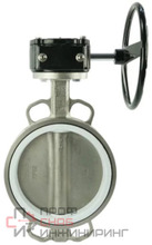 Затвор дисковый поворотный DN.ru WBV3131P-2W-Fb-H Ду125 Ру16 межфланцевый, корпус - нержавеющая сталь 304, диск - нержавеющая сталь 304, уплотнение - PTFE, с редуктором DN.ru HAM RQN2-300Z-T37