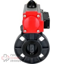 Затвор дисковый поворотный DN.ru WBV4242E-2W-Fb-ISO Дн65 Ру10 межфланцевый, корпус - НПВХ, диск - НПВХ, уплотнение - EPDM, с пневмоприводом PA-DA-052 и пневмораспределителем 4M310-08 220В