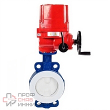 Затвор дисковый поворотный DN.ru WBV3434Pf-2W-Fb-H Ду125 Ру16 корпус - углеродистая сталь WCB, диск - углеродистая сталь WCB, футерованный PTFE, уплотнение - PTFE, с электроприводом DN.ru QT-EX-010EM-O2-220VAC-У1 220В