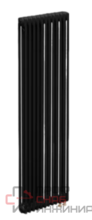 Трубчатый радиатор ТЕПЛОФОРТ трехтрубный, габаритная высота секции 1805 мм (межосевое расстояние 1730мм)  12 секций, нижнее подключение ½”, термовставка, цвет черный матт