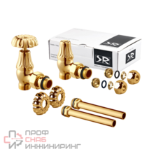 Комплект угловых вентилей SR Rubinetterie Floral Old Style 1/2” x 24/19 золото