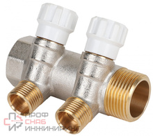 Коллектор латунный с регулирующими вентилями MVI 1"x1/2"x2 выхода