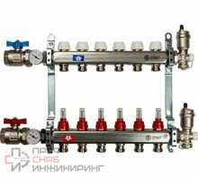 Коллектор STOUT из нержавеющей стали в сборе с расходомерами 6 вых.