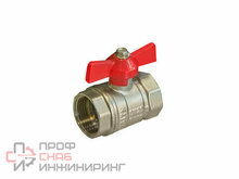 Кран шаровой TIM 3/4 гг «STANDARD» (бабочка красная) никель