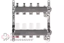 Блок коллекторный OKSELER с регулировочными клапанами, c дренажным краном и краном Маевского, 4 вых.,1x3/4EK