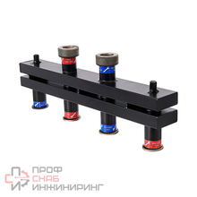 Стальной коллектор Hoobs, 4 выхода, накидные гайки (чугун)  в комплекте с теплоизоляцией и креплением, длина 1050 мм