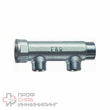 Коллектор FAR 1" (ВР-НР) с 2 отв. 1/2" ВР (межосев. 50 мм)