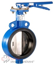 Затвор дисковый DelVal поворотный межфланцевый Чугун/CF8/EPDM рукоять, 8" DN200 PN10, Покраска - Эпоксидная, цвет - синий, квадратный шток, присоединение - PN10/16 EN 1092-01