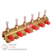 Коллектор Giacomini с отсечными клапанами и расходомерами 1" x 3/4"E /8