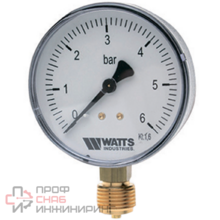 Манометр (0-10бар.) "Watts" F+R200 Ф63мм. 1/4"НР