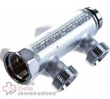 Коллектор Tiemme НВ 3/4' 2х3/4'EK Н 50мм хромир. с вентилями