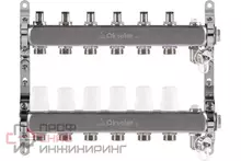 Блок коллекторный OKSELER с регулировочными клапанами, c дренажным краном и краном Маевского, 7 вых.,1x3/4EK