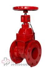 Задвижка чугунная с обрезиненным клином REON тип RSV62RED (КРАСНАЯ) с индикатором положения