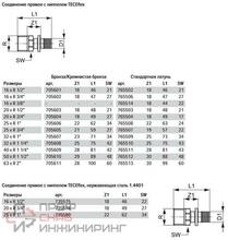 Соединение прямое с ниппелем 16 х 3/4'', латунь TECE