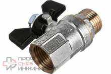 Кран шаровой РосТурПласт ручка бабочка латунь внутренняя/наружная резьба 1/2" PN40 никель
