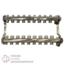 Коллекторный блок Gekon для теплого пола и радиаторного отопления 1"x3/4"EU отверстий-9, в комплекте: термостат., Gekon_Armatura