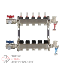Коллектор WAAG 1"х3/4" 9 выходов c клапанами с расходомерами сталь нержавеющая в сборе