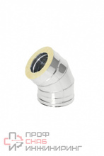 Отвод сэндвич Теплов и Сухов 45 d 115 х 200 толщина 0,5 х 0,5 нержавеющая сталь