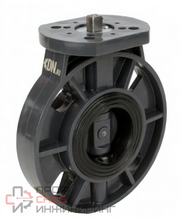 Затвор дисковый поворотный DN.ru WBV4242E-2W-Fb-ISO Ду100 Ру10 межфланцевый, корпус - UPVC (НПВХ)  диск - UPVC (НПВХ)  уплотнение - EPDM, с ISO-фланцем и голым штоком квадратным, F05/F07, квадрат 14, 23Нм