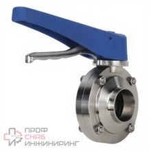 Затвор дисковый поворотный DN.ru WBV3131E-2W-W-H Ду25 Ру10 пищевая нержавеющая сталь 304, уплотнение - EPDM, под приварку, с рукояткой