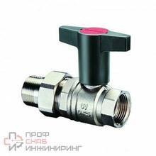 Кран шаровой, Oventrop Optibal, DN-15, 1/2, НВ, PN, бар-16, ручка-пластмассовая, удлинённая антрацит, никелированный, с ниппелем и НГ