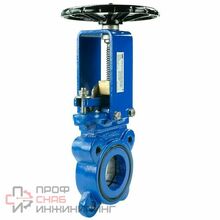 Задвижка шиберная DN.ru GVKN1331N-2W-Fb-S Ду65 Ру16 двусторонняя, межфланцевая, шпиндель - невыдвижной, корпус - чугун GGG40, шибер - нержавеющая сталь 304, уплотнение - NBR, управление - штурвал,