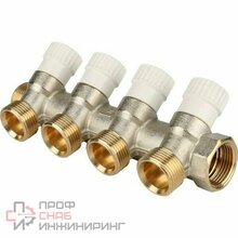 Коллектор латунный STOUT 3/4" В/Н на 4 выхода 3/4" под евроконус