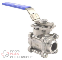 Кран шаровой DN.ru BV3232 (3pc) FP-W-ISO-H Ду50 Ру40 полнопроходной, под приварку, материал корпуса - нержавеющая сталь SS316 с ISO фланцем и рукояткой, квадрат 14х14, F05/F07