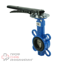 Затвор дисковый поворотный DN.ru WBV1132N-2W-Fb-H Ду40 Ру16 межфланцевый, корпус -чугун GG25, диск - нержавеющая сталь 316L, уплотнение - NBR, с рукояткой, квадрат 9х9, F05