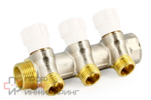 Коллектор Uni-fit НВ 3/4" х 2 вых 3/4" ЕК 40 мм с вентилями, никелированный