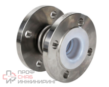 Компенсатор сильфонный осевой DN.ru CB-3232P-F Ду50 Ру16 фланцевый, сильфон - нержавеющая сталь SS316, уплотнение - PTFE, футерованный, осевой ход 30мм