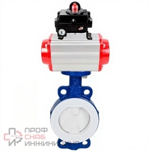 Затвор дисковый поворотный DN.ru WBV3434Pf-2W-Fb-R Ду200 Ру16 корпус - углеродистая сталь WCB, диск - углеродистая сталь WCB, футерованный PTFE, уплотнение - PTFE, с пневмоприводом DN.ru PA-SA-160 и БКВ DN.ru APL-410N EX