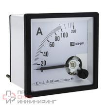 Амперметр EKF AMA-721 аналоговый на панель (72х72) квадратный вырез 300А трансф. подкл. PROxima