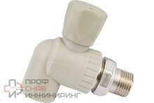 Кран шаровой РосТурПласт PP-R для радиатора угловой 20х1/2 серый
