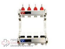 Коллектор Uni-fitt 1" х 8 вых 3/4" с расходомерами и термостатическими вентилями без конц, нерж. сталь