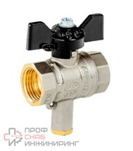 Кран шаровой латунный LD Pride ВВ 1/2" c отверстием для термометра, бабочка