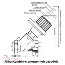Клапан запорно-балансировочный Honeywell Alwa-Kombi-4 Ду15 Ру16
