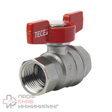 Кран шаровой, TECEflex, полнопроходной, резьба внутр./внутр, хром., ручка -бабочка красная, 1
