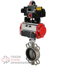 Затвор дисковый поворотный DN.ru WBV3131N-2W-Fb-H Ду50 Ру16, корпус - нержавеющая сталь 304, диск - нержавеющая сталь 304, уплотнение - NBR, с пневмоприводом DN.ru PA-SA-083, пневмораспределителем DN.ru 4M310-08 24В и БКВ DN.ru APL-510N EX