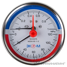 Термоманометр ЭКОМЕРА 120С 1,0МПа Дк80 G1/4"осевой в/к перех G1/2" L=40мм