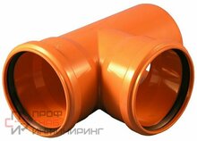 Тройник 87° 160-160, Valfex, раструб-труба, оранжевый, нар. канализ