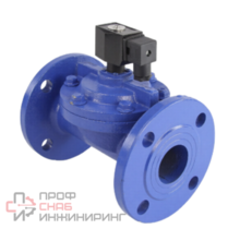 Клапан электромагнитный DN.ru VS610-NF-NC-24VDC Ду50 Ру10, соленоидный двухходовой, корпус - чугун, уплотнение - NBR, фланцевый, нормально-закрытый, пилотный, катушка - 24В DAR