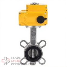 Затвор дисковый поворотный DN.ru WBV3432E-2W-Fb-H Ду50 Ру16 корпус - углеродистая сталь WCB, диск - нержавеющая сталь 316L, уплотнение - EPDM, с электроприводом DN.ru QT-N-005EM-A1-220VAC-У1 (4-20мА)