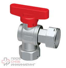 Шаровой кран FAR хром. 3/4"накид.гайки бабочка красный угловой