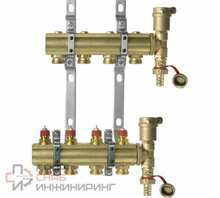 Комплект коллекторов Danfoss FHF-4 set с кронштейнами и воздухоотводчиками, 4 контура