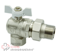 Кран шаровой HLV Technology Optima 3/4"-20ПМ американка угл. баб. белая