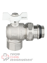 Кран шар. баб. с американкой 20 вода угловой V&G Optima (ручка-бабочка