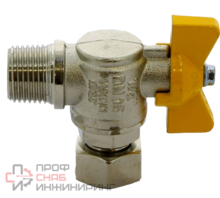 Кран Itap НВ 1/2' газовый угловой с накидной гайкой бабочка желтая